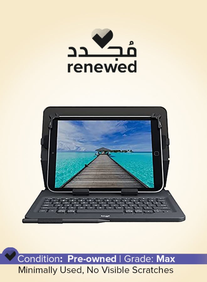 Logitech Renewed - Universal Folio iPad or Tablet Case with Wireless Bluetooth Keyboard black - Image 1