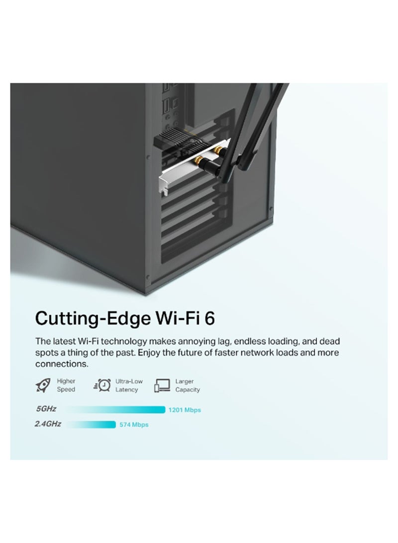 TP-LINK Renewed - AX1800 Wi-Fi 6 Bluetooth 5.2 PCIe Adapter black - Image 2