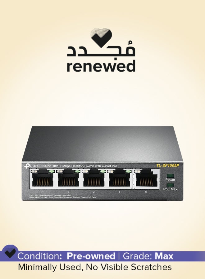 TP-LINK Renewed - 5-Port 10/100Mbps Desktop Switch With 4-Port PoE black - Image 1