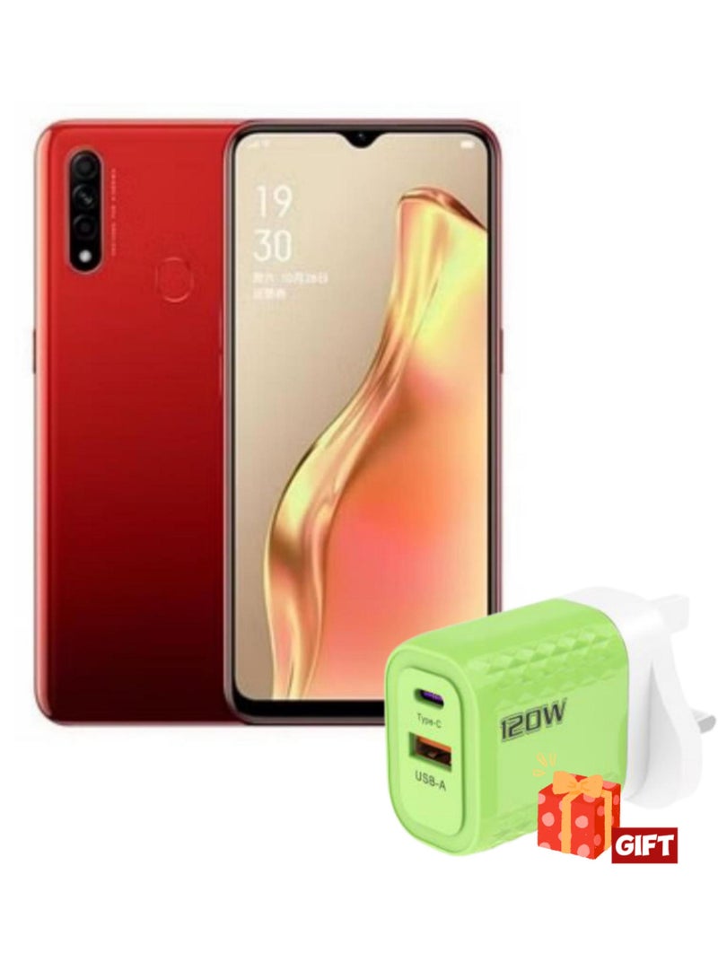 أوبو A31 ثنائي الشريحة أحمر 6 جيجابايت رام 128 جيجابايت 4G LTE + حزمة هدايا مجانية شاحن عالي الطاقة نوع-C و USB-A - Image 1