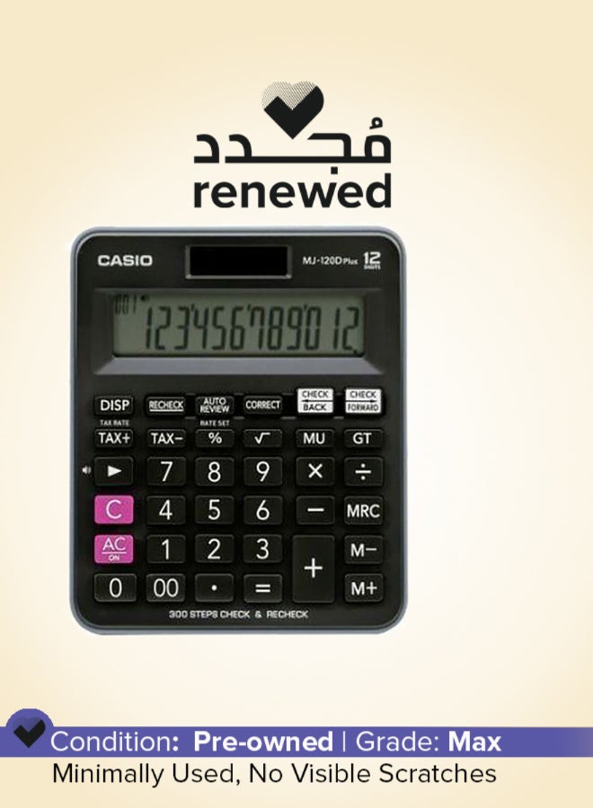 CASIO Renewed - Plus-BU Check Calculator Black/Pink/White - Image 1