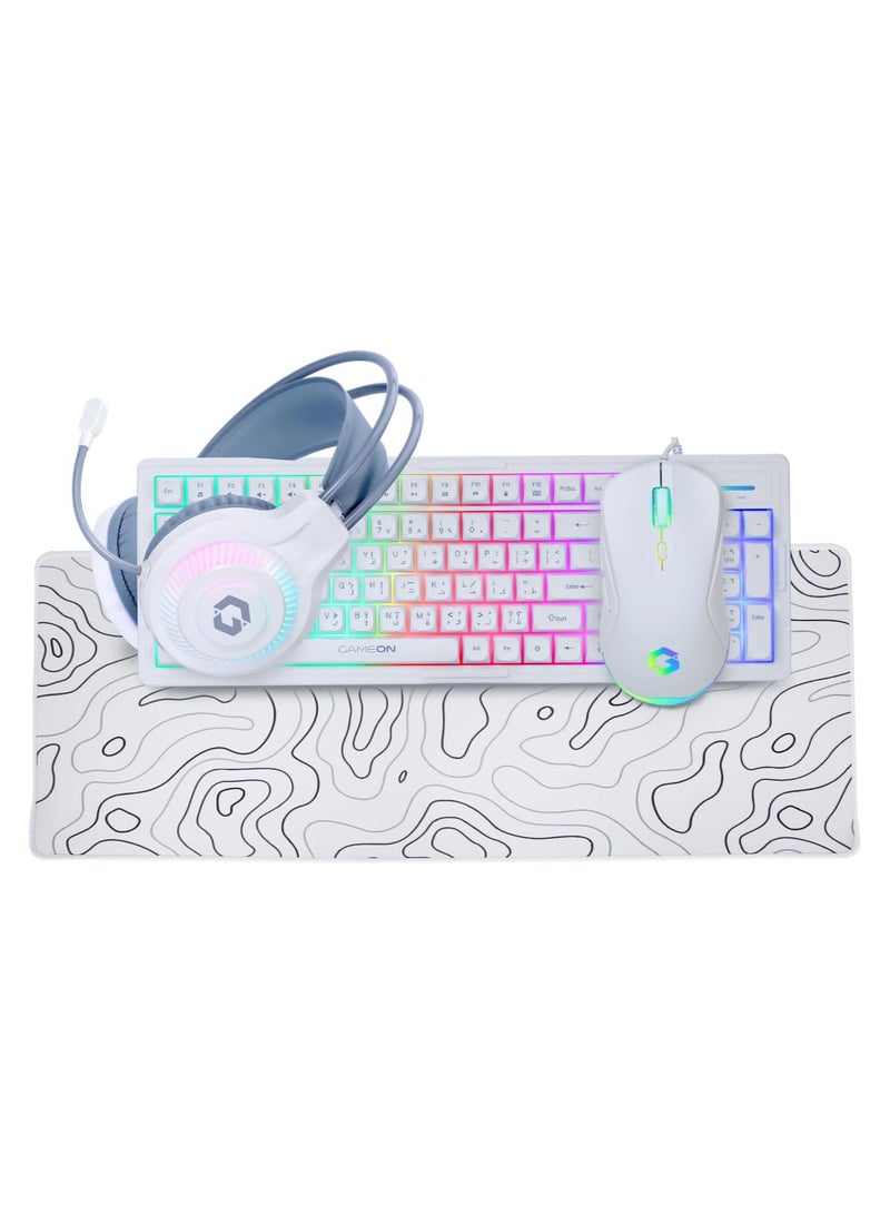 GAMEON 3000 mAh GO-CYPHERW-XL-W, All-In-One Gaming Bundle, Keyboard, Headset, Mouse & Mousepad white - Image 1