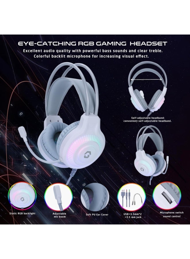 GAMEON 3000 mAh GO-CYPHERW-XL-W, All-In-One Gaming Bundle, Keyboard, Headset, Mouse & Mousepad white - Image 4