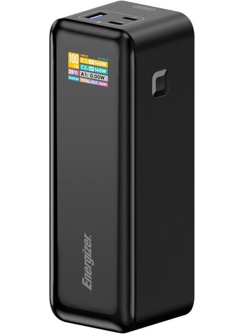 Energizer Power Bank 27000mAh with PD 140W USB-C Outputs Fast Charging Battery Pack USB-A 30W with Intelligent Digital LCD Display for Laptop, Tablet, Smartphone and etc_XP27000PD Black
