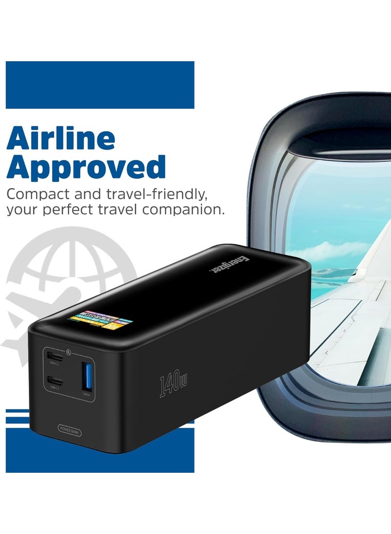 Energizer Power Bank 27000mAh with PD 140W USB-C Outputs Fast Charging Battery Pack USB-A 30W with Intelligent Digital LCD Display for Laptop, Tablet, Smartphone and etc_XP27000PD Black