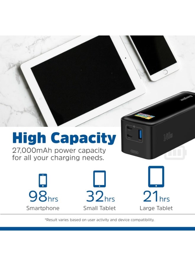 Energizer Power Bank 27000mAh with PD 140W USB-C Outputs Fast Charging Battery Pack USB-A 30W with Intelligent Digital LCD Display for Laptop, Tablet, Smartphone and etc_XP27000PD Black - Image 2