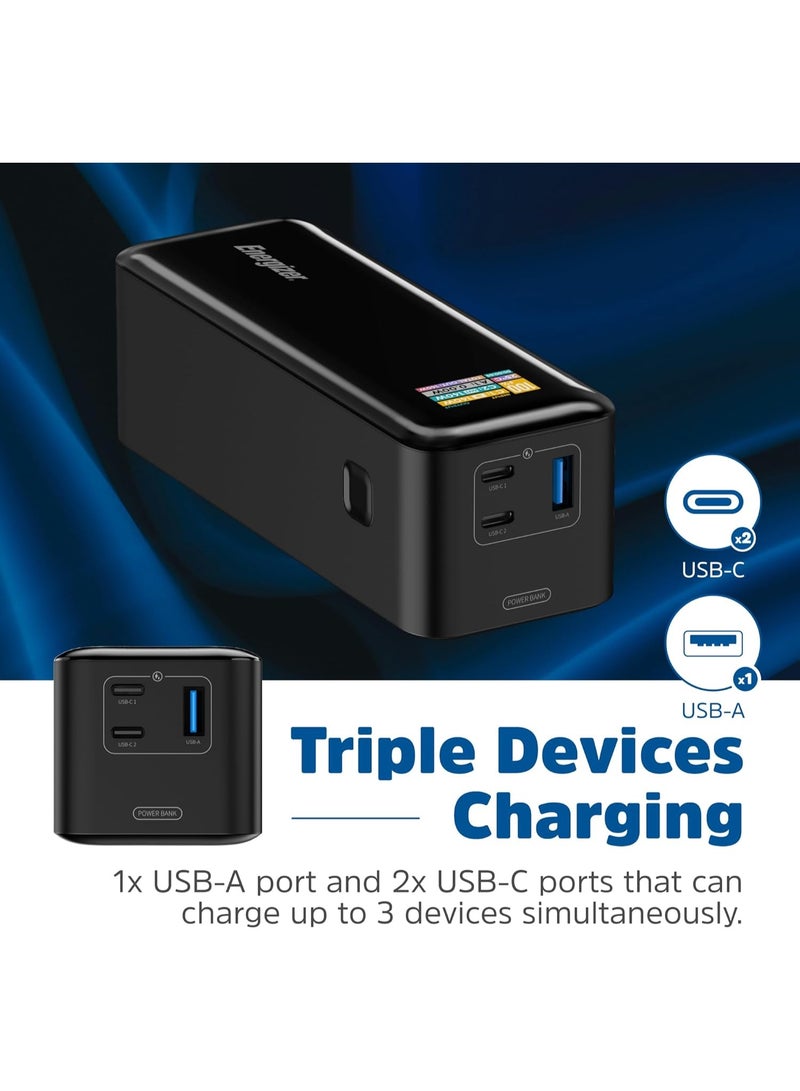 Energizer 27000 mAh Energizer Power Bank 27000mAh with PD 140W USB-C Outputs Fast Charging Battery Pack USB-A 30W with Intelligent Digital LCD Display for Laptop, Tablet, Smartphone and etc_XP27000PD Black - Image 5