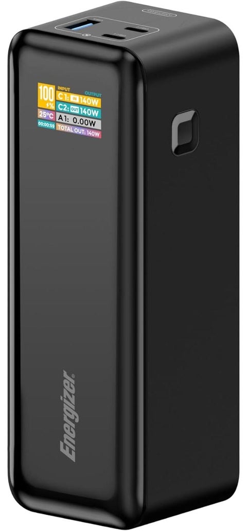 27000 mAh Energizer Power Bank 27000mAh with PD 140W USB-C Outputs Fast Charging Battery Pack USB-A 30W with Intelligent Digital LCD Display for Laptop, Tablet, Smartphone and etc_XP27000PD Black