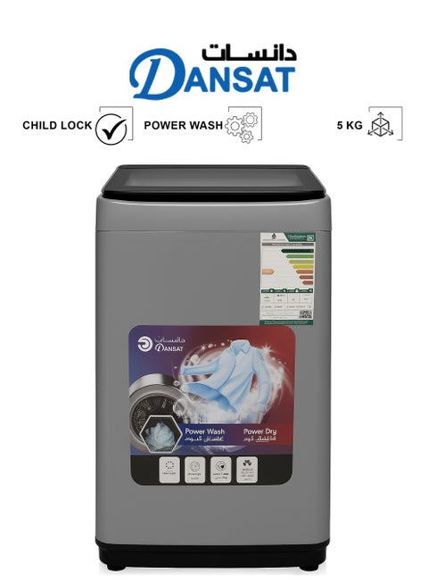 Automatic Top Load Washing Machine - Power Wash - Child Lock 5 kg DANWM5TL Grey