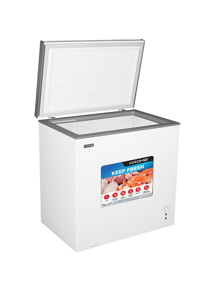 KROME Chest Freezer, 200L Capacity, Single Door, White Finish, Basket, R600a Refrigerant, Recessed Handle, KR-CF225R 200 L 220 W KR-CF225R white - Image 4