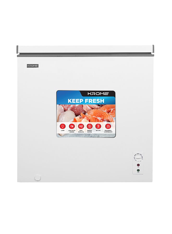 KROME Chest Freezer, 200L Capacity, Single Door, White Finish, Basket, R600a Refrigerant, Recessed Handle, KR-CF225R 200 L 220 W KR-CF225R white - Image 3