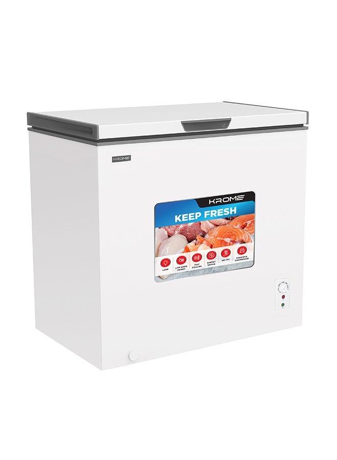 KROME Chest Freezer, 250L Capacity, Single Door, White Finish, Basket, R600a Refrigerant, Recessed Handle, KR-CF275R 250 L 220 W KR-CF275R white - Image 1