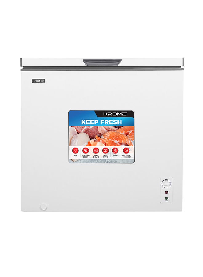 KROME Chest Freezer, 250L Capacity, Single Door, White Finish, Basket, R600a Refrigerant, Recessed Handle, KR-CF275R 250 L 220 W KR-CF275R white - Image 2