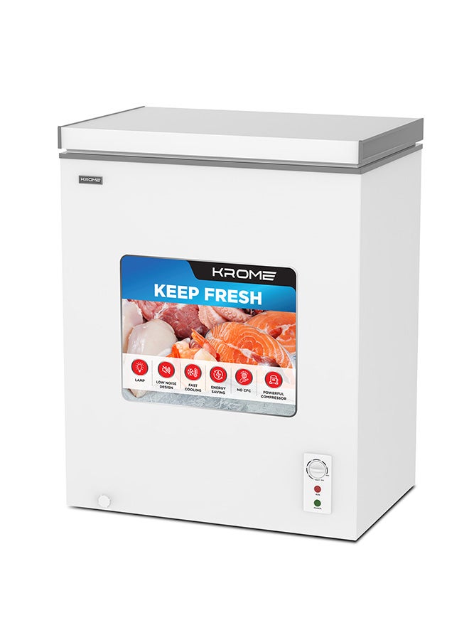 كروم فريزر كروما الصدري، سعة 250 لتر، باب واحد، تشطيب أبيض، سلة، مبرد R600a، مقبض مدمج، KR-CF275R - Image 1