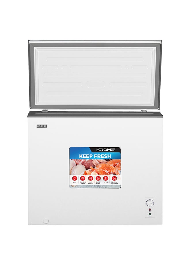 Krome Chest Freezer, 300L Capacity, Single Door, White Finish, Basket, R600a Refrigerant, Recessed Handle 300 L 220 W KR-CF325R white - Image 2