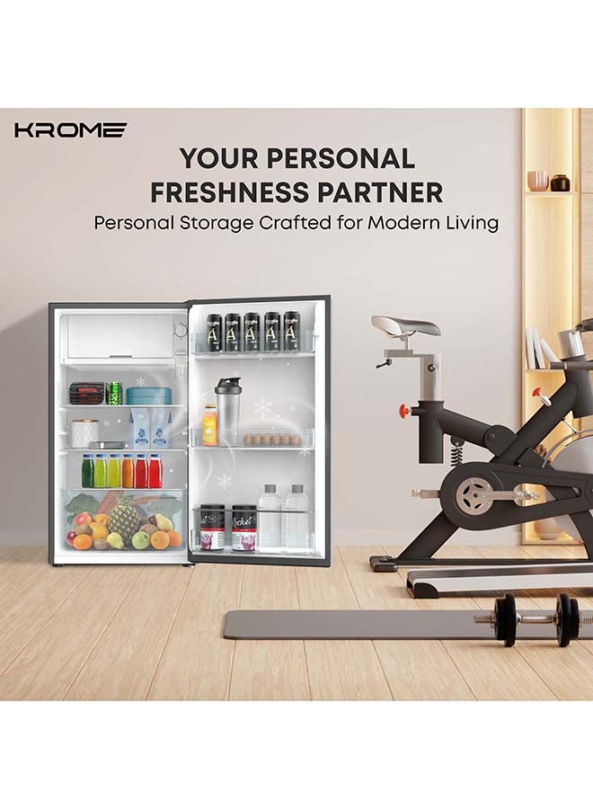 KROME Glass Door Refrigerator, 141L Gross / 90L Net Capacity, Direct Cool, Floral Design, R600a Refrigerant KR-RF141GG black - Image 5