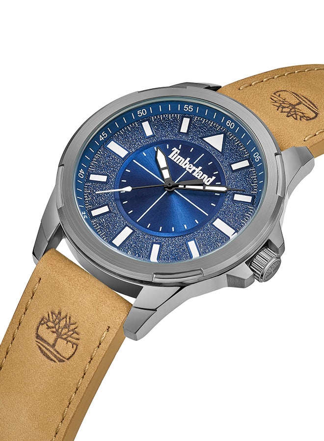 Timberland Men's TBL SMU Men's 45.5mm Blue Dial Tan Leather Strap Analog Watch - Image 2