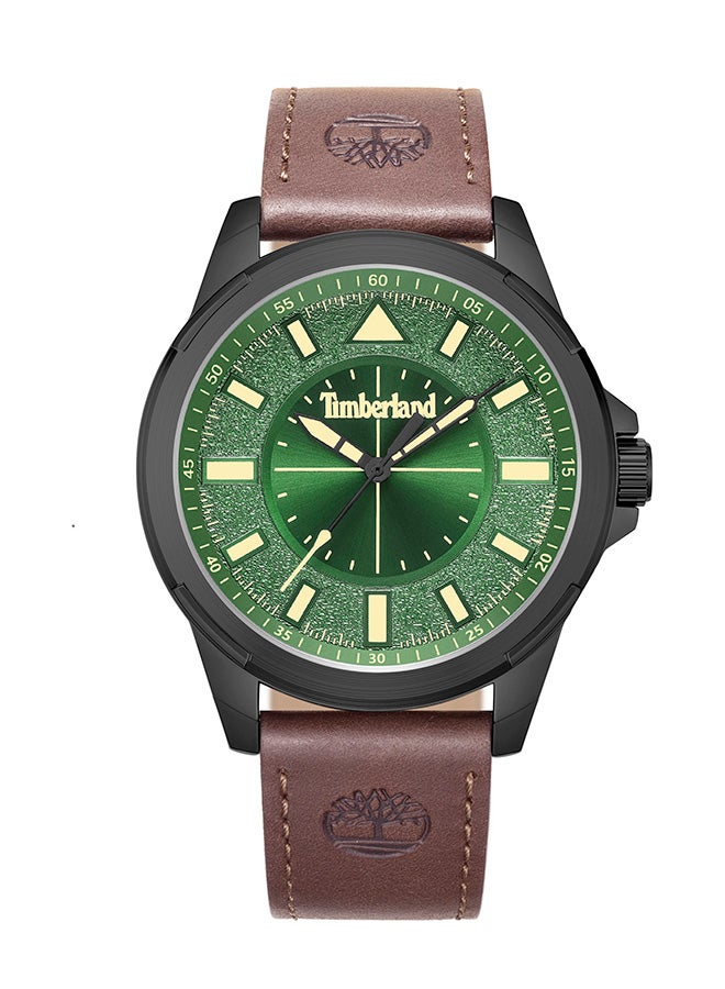 Timberland Men's TBL SMU Men's 45.5mm Green Dial Brown Leather Strap Analog Watch - Image 1