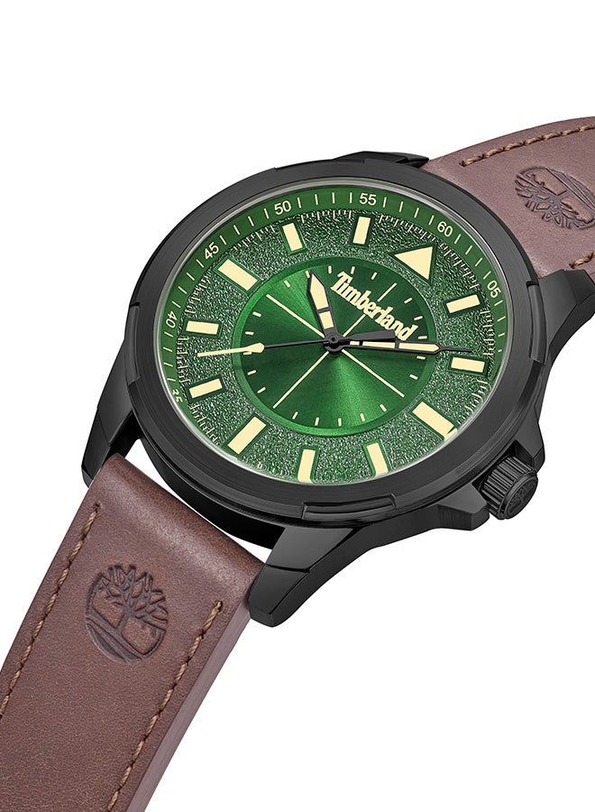 Timberland Men's TBL SMU Men's 45.5mm Green Dial Brown Leather Strap Analog Watch - Image 2