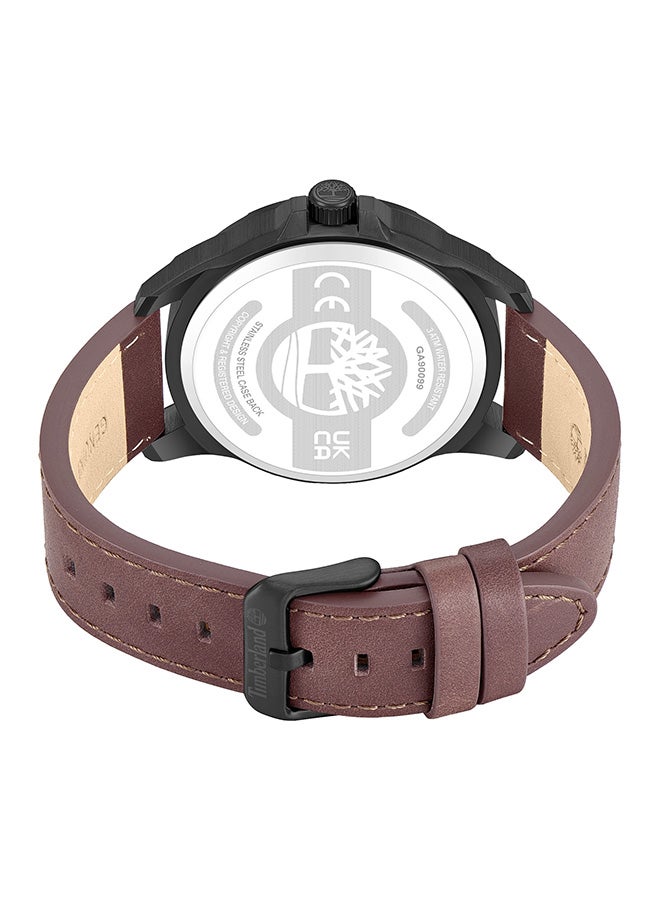 Timberland Men's TBL SMU Men's 45.5mm Green Dial Brown Leather Strap Analog Watch - Image 3