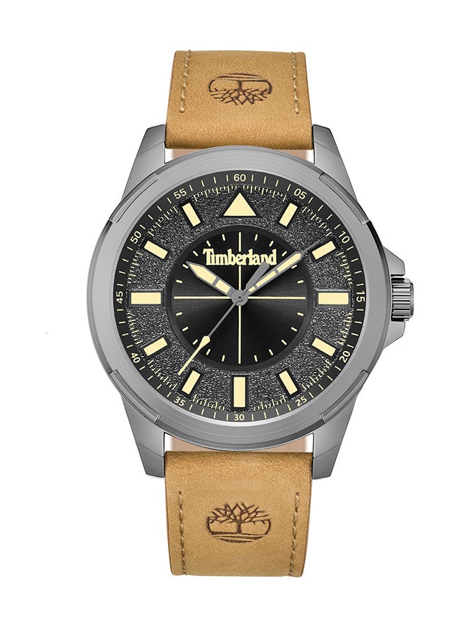 تمبرلاند ساعة أنالوج للرجال TBL SMU بقطر 45.5 مم بقرص أسود وحزام جلد تان - Image 1