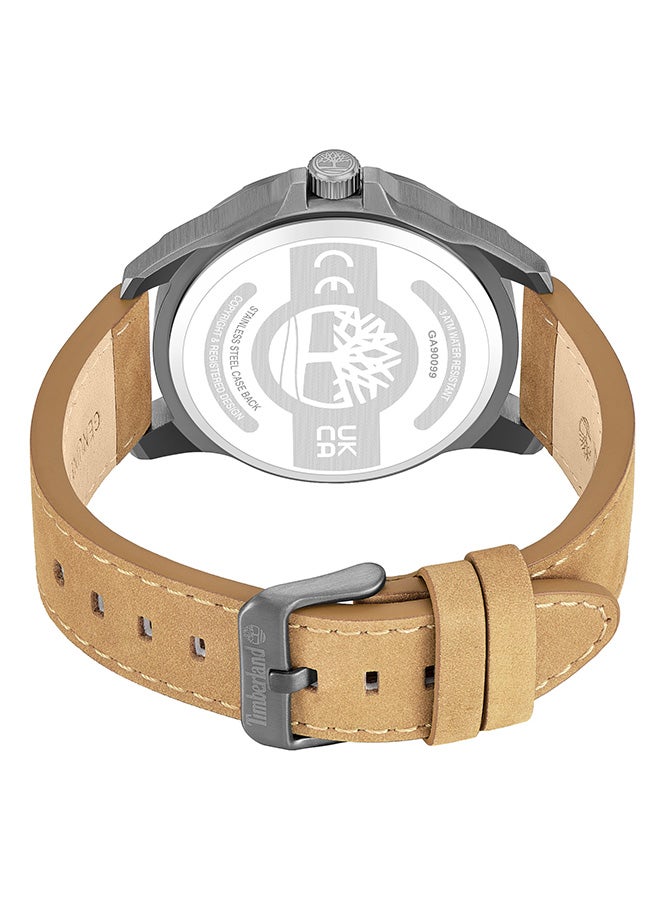 تمبرلاند ساعة أنالوج للرجال TBL SMU بقطر 45.5 مم بقرص أسود وحزام جلد تان - Image 3