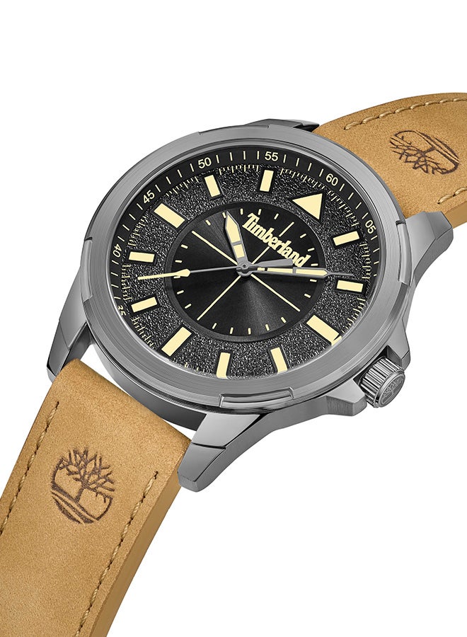 تمبرلاند ساعة أنالوج للرجال TBL SMU بقطر 45.5 مم بقرص أسود وحزام جلد تان - Image 2