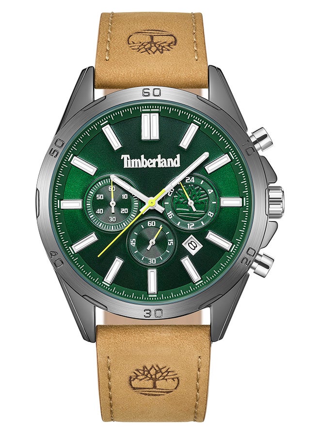 Timberland Men's TBL SMU Men's 45mm Green Dial Tan Leather Strap Chronograph Watch - Image 1