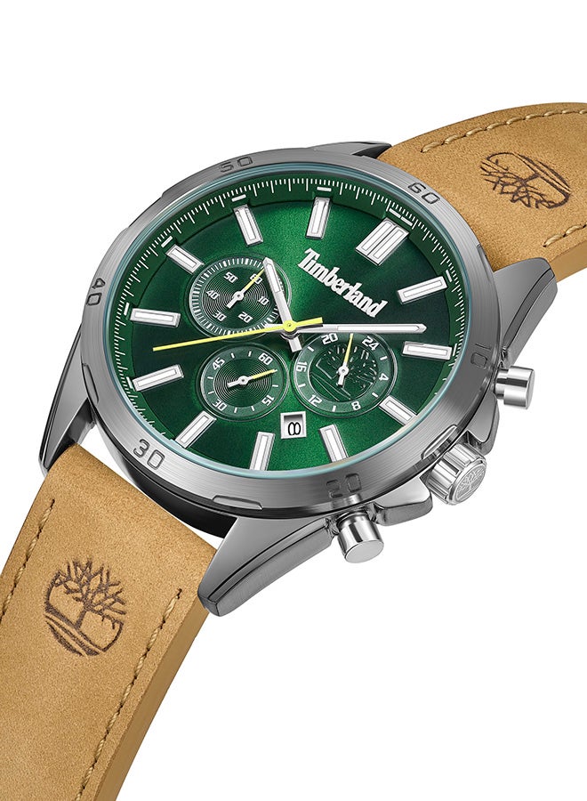 Timberland Men's TBL SMU Men's 45mm Green Dial Tan Leather Strap Chronograph Watch - Image 2