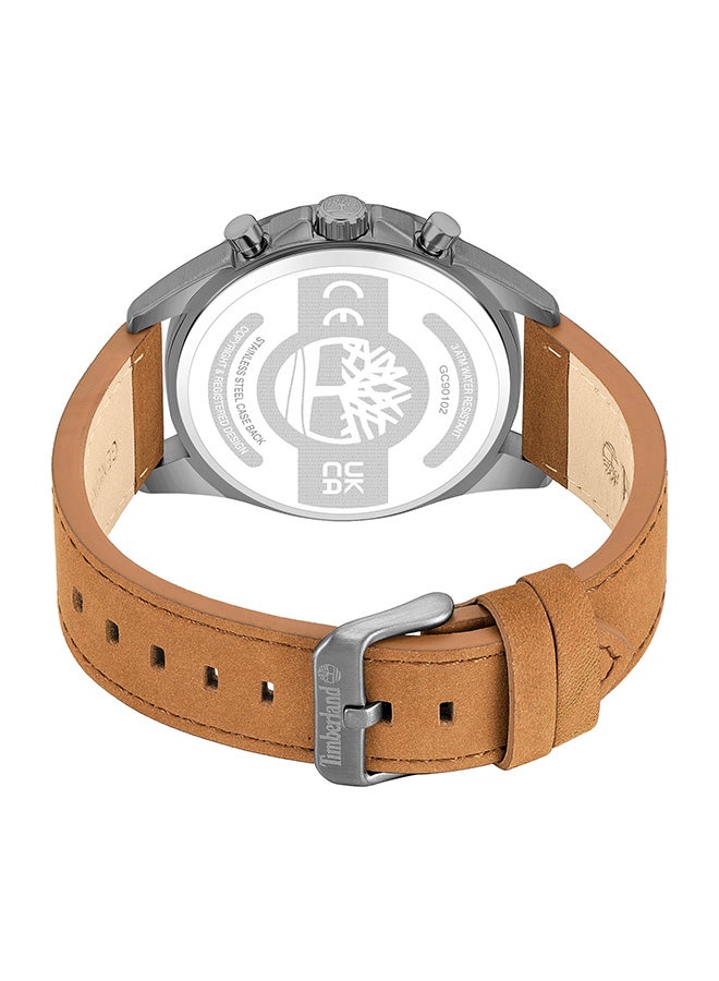 تمبرلاند ساعة كرونوغراف للرجال TBL SMU بقطر 45 مم، بقرص أزرق وحزام جلد بني - Image 3