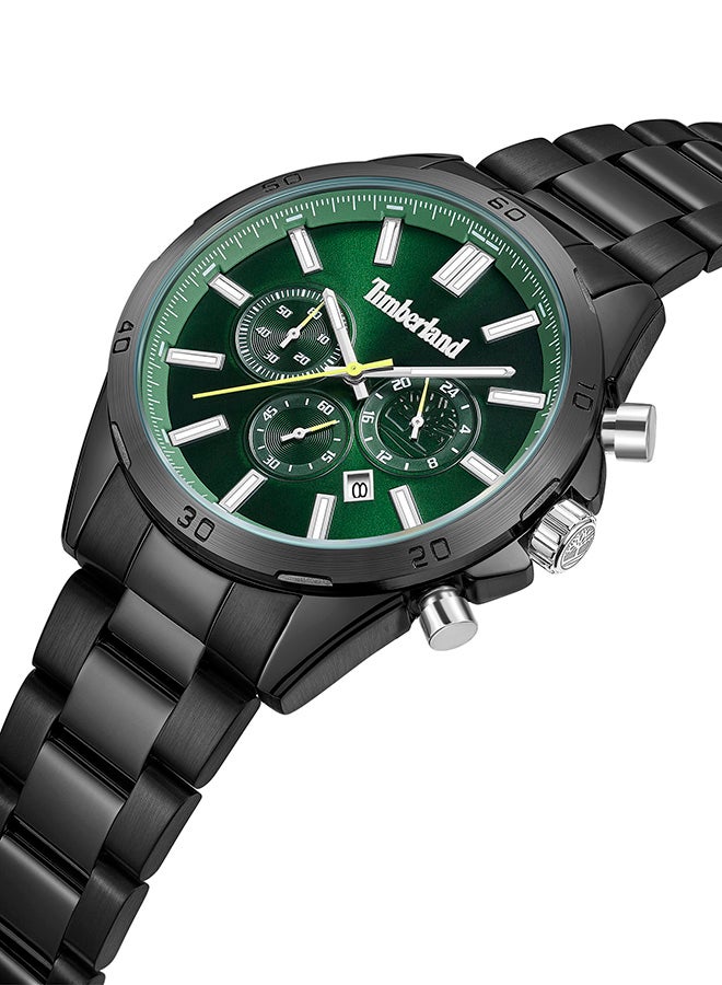 Timberland Men's TBL SMU Men's 45mm Green Dial Black Metal Bracelet Chronograph Watch - Image 2