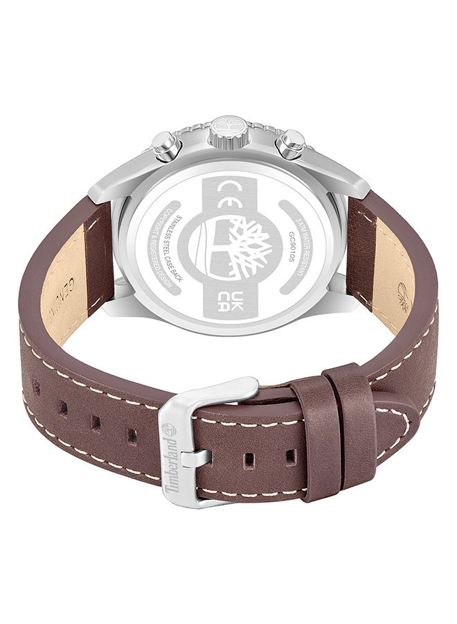 Timberland Men's TBL SMU Men's 44mm Green Dial Brown Leather Strap Chronograph Watch - Image 3