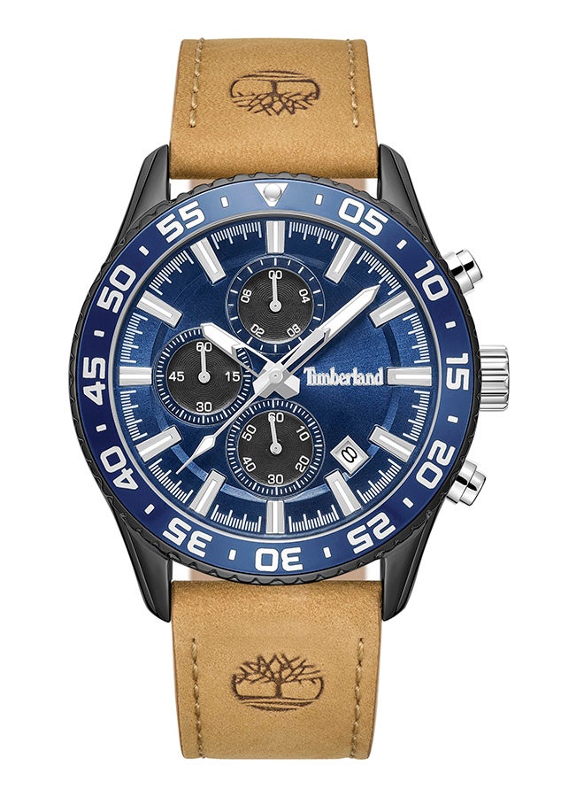 Timberland Men's TBL SMU Men's 44mm Blue Dial Tan Leather Strap Chronograph Watch - Image 1