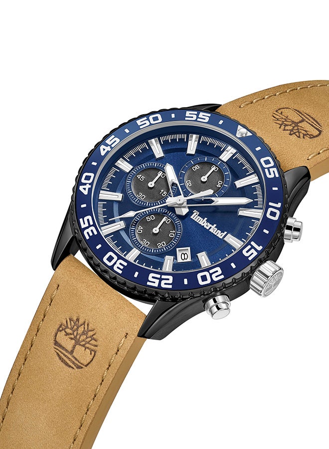Timberland Men's TBL SMU Men's 44mm Blue Dial Tan Leather Strap Chronograph Watch - Image 2