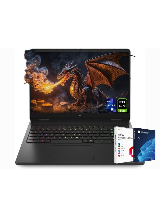 HP Omen 16 AI Gaming Laptop With 16-Inch WQXGA Display,Core Ultra 9-275HX Processor/64GB RAM/2TB SSD/8GB NVIDIA RTX 5070 Graphics/Windows 11 Pro + Life Time Office 2024 English/Arabic Shadow Black English/Arabic Shadow Black - Image 1