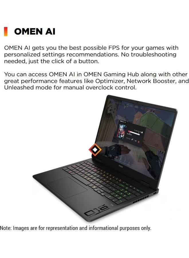HP Omen 16 AI Gaming Laptop With 16-Inch WQXGA Display,Core Ultra 9-275HX Processor/64GB RAM/1TB SSD/8GB NVIDIA RTX 5070 Graphics/Windows 11 Pro + Life Time Office 2024 English Shadow Black English Shadow Black - Image 4