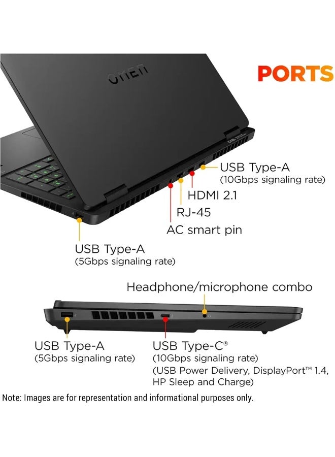 HP Omen 16 AI Gaming Laptop With 16-Inch WQXGA Display,Core Ultra 9-275HX Processor/64GB RAM/4TB SSD/8GB NVIDIA RTX 5070 Graphics/Windows 11 Pro + Life Time Office 2024 English/Arabic Shadow Black English/Arabic Shadow Black - Image 5