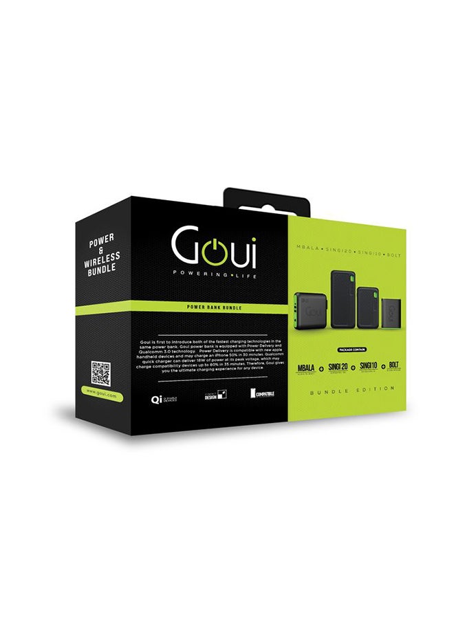 Goui Pack of 20,000 mAh & 10,000 mAh Singi Power bank, 10,000 mAh Bolt Power bank and 3 in 1 Mbala ( Wall charger, Wireless Charger and 8,000 mAh Power bank), Simultaneous Charging for Smartphones, Tablets, Gaming Devices, Bluetooth & More, Compact, Travel-Friendly Design for On-the-Go Power Anywhere - Black Black - Image 2