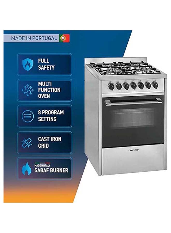 DAEWOO 4 Burner Multifunction Cooker 60X60CM, top gas bottom electric with a convection fan, Removable glass door, cast iron grid, Made in Portugal, DGE-S664HE DGE-S664HE stainless_steel - Image 2