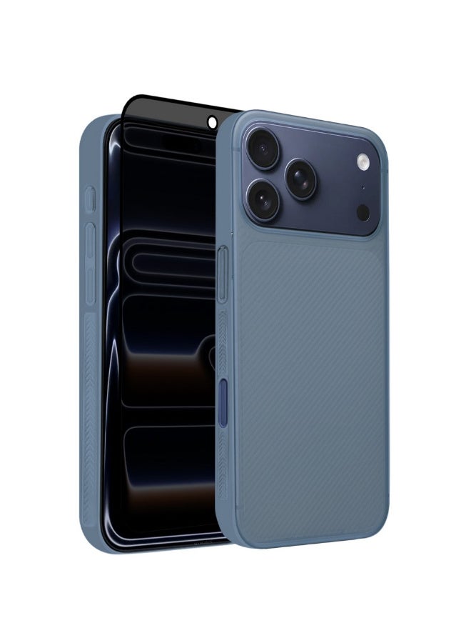 مارجون 2Packs Case Cover for iPhone 17 Pro Max, Air Skin Line Design Back Cover, Sturdy Durable Ultra-Thin Case, Drop Protection Cover Clear with Privacy Screen Protector - Light Blue-4 - Image 1