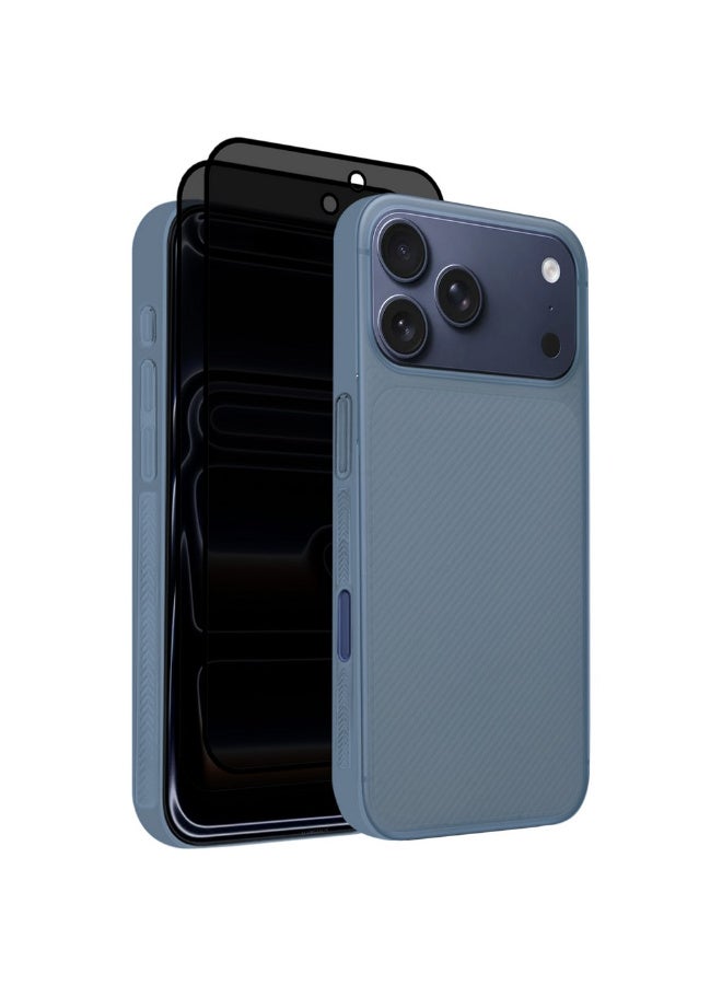 MARGOUN 3Packs Case Cover for iPhone 17 Pro Max, Air Skin Line Design Back Cover, Sturdy Durable Ultra-Thin Case, Drop Protection Cover Clear with Two Privacy Screen Protectors - Light Blue-5 - Image 1