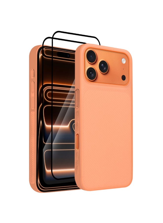 مارجون 3Packs Case Cover for iPhone 17 Pro Max, Air Skin Line Design Back Cover, Sturdy Durable Ultra-Thin Case, Drop Protection Cover Clear with Two 3D Screen Protectors - Cosmic Orange-3 - Image 1