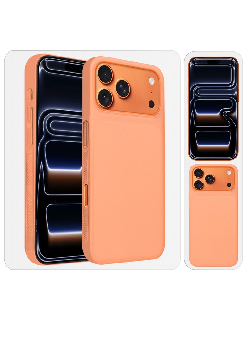 مارجون 3Packs Case Cover for iPhone 17 Pro Max, Air Skin Line Design Back Cover, Sturdy Durable Ultra-Thin Case, Drop Protection Cover Clear with Two Privacy Screen Protectors - Cosmic Orange-5 - Image 5