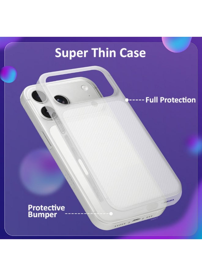 مارجون 3Packs Case Cover for iPhone 17 Pro Max, Air Skin Line Design Back Cover, Sturdy Durable Ultra-Thin Case, Drop Protection Cover Clear with Two Privacy Screen Protectors - White-5 - Image 2