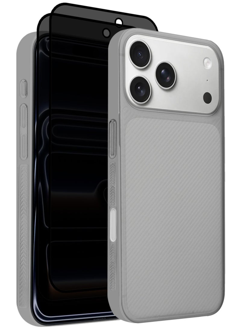 MARGOUN 3Packs Case Cover for iPhone 17 Pro, Air Skin Line Design Back Cover, Sturdy Durable Ultra-Thin Case, Drop Protection Cover Clear with Two Privacy Screen Protectors - Black-5 - Image 1