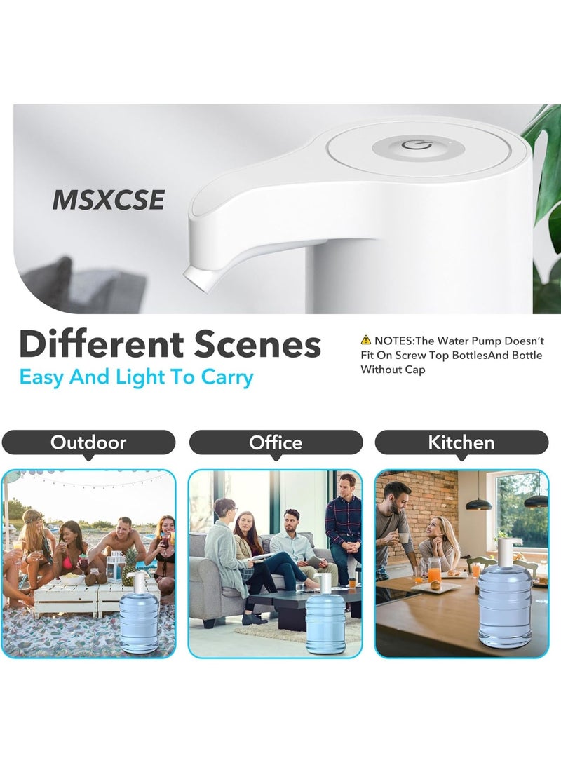 هوم كير مضخة مياه كهربائية، موزع شحن USB، مضخة عالمية لبراميل سعة 5 جالون، موزع محمول للاستخدام المنزلي والتخييم (أبيض) - Image 4