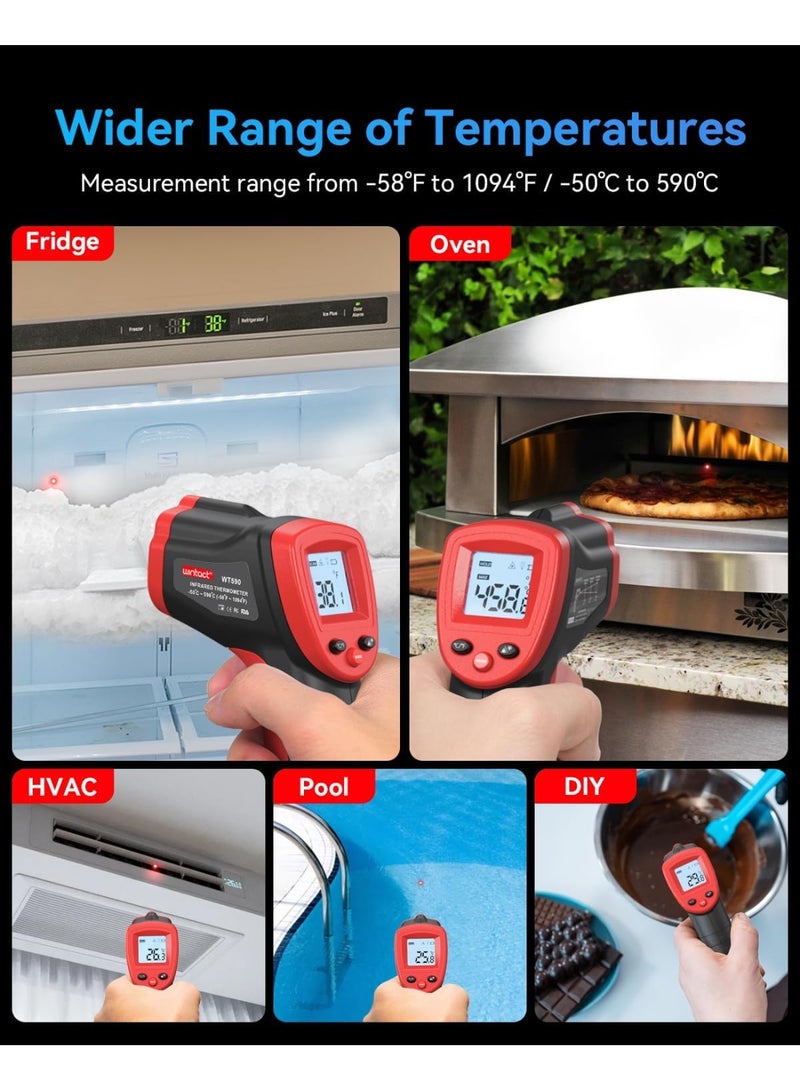 Home Care Thermometer Gun, Digital Laser Surface Thermometer, Heat Temperature Gun for Kitchen Cooking Food Meat, Pizza Oven, Griddle Accessories, HVAC, Grill, Pool, Engine, -50℃ to 530℃ - Image 2