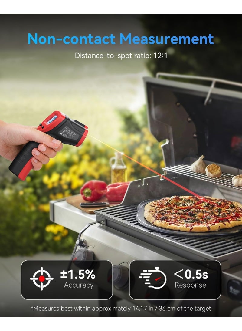 Home Care Thermometer Gun, Digital Laser Surface Thermometer, Heat Temperature Gun for Kitchen Cooking Food Meat, Pizza Oven, Griddle Accessories, HVAC, Grill, Pool, Engine, -50℃ to 530℃ - Image 3