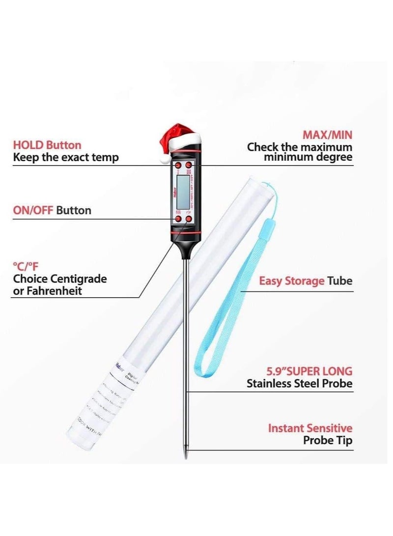 Home Care Sincher Meat Thermometer, Cooking Thermometer with Instant Read, LCD Screen, Hold Function for Kitchen Food Smoker Grill BBQ Meat Candy Milk Water Black - Image 2