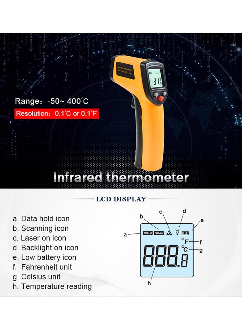 Home Care Infrared Thermometer Temperature Gun for Cooking, -50°C to 400°C, Digital Non-Contact IR Heat Gun for Meat Pizza Oven Grill & Engine, Laser Tool for Indoor Outdoor Pool, Cooking, Candy - Image 3